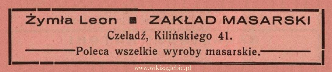 Reklama 1938 Czeladź Zakład Masarski Leon Żymła 01.jpg