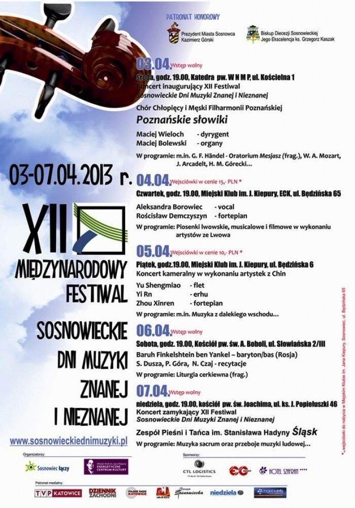 Sosnowieckie Dni Muzyki Znanej i Nieznanej Plakat 2013.jpg