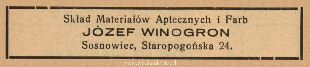 Plik:Reklama 1938 Sosnowiec Skład Materiałów Aptecznych i Farb 01.jpg
