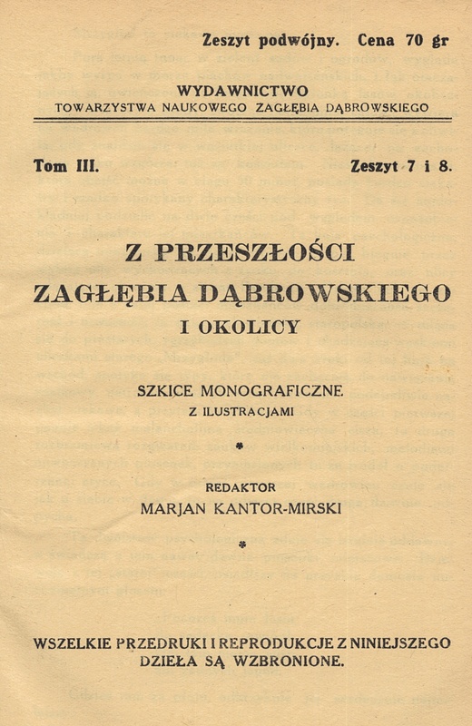 Plik:Z przeszłości Zagłębia Dąbrowskiego i okolicy - Szkice monograficzne z ilustracjami - Tom 3 - nr 07-08.jpg