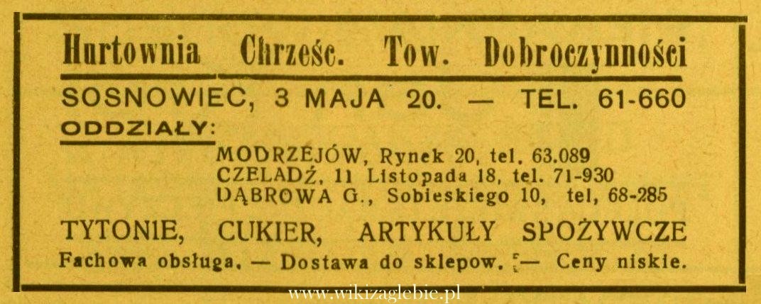 Plik:Reklama 1938 Sosnowiec Hurtownia Chrześcijańskiego Towarzystwa Dobroczynności 01.jpg