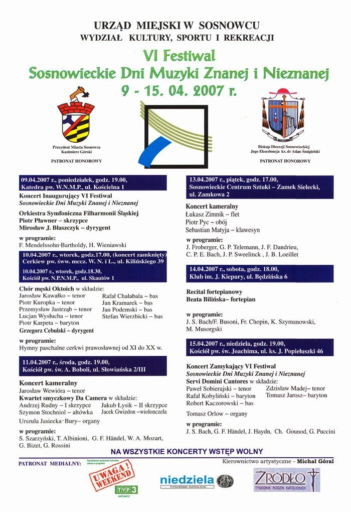 Sosnowieckie Dni Muzyki Znanej i Nieznanej Plakat 2007.jpg