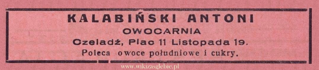 Reklama 1938 Czeladź Owocarnia Antoni Kalabiński 01.jpg