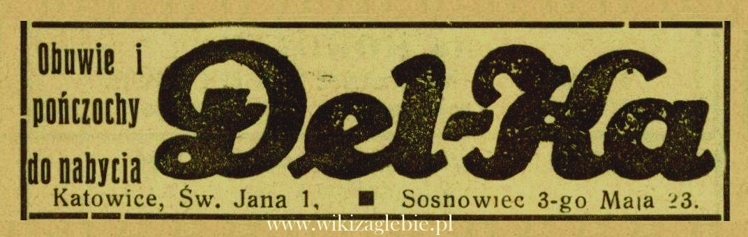 Reklama 1938 Sosnowiec Sklep Obuwie i Pończochy Del-Ka 01.jpg