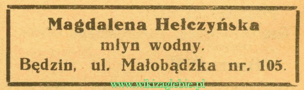 Plik:Reklama 1937 Będzin Młyn Wodny Magdalena Hełczyńska 01.jpg