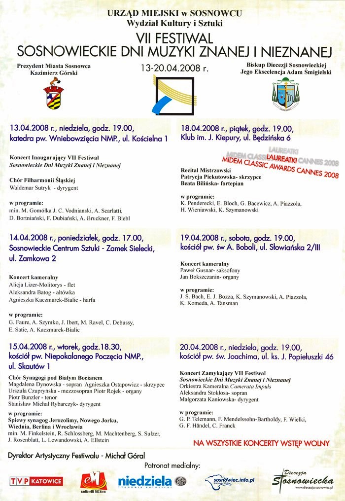 Sosnowieckie Dni Muzyki Znanej i Nieznanej Plakat 2008.jpg