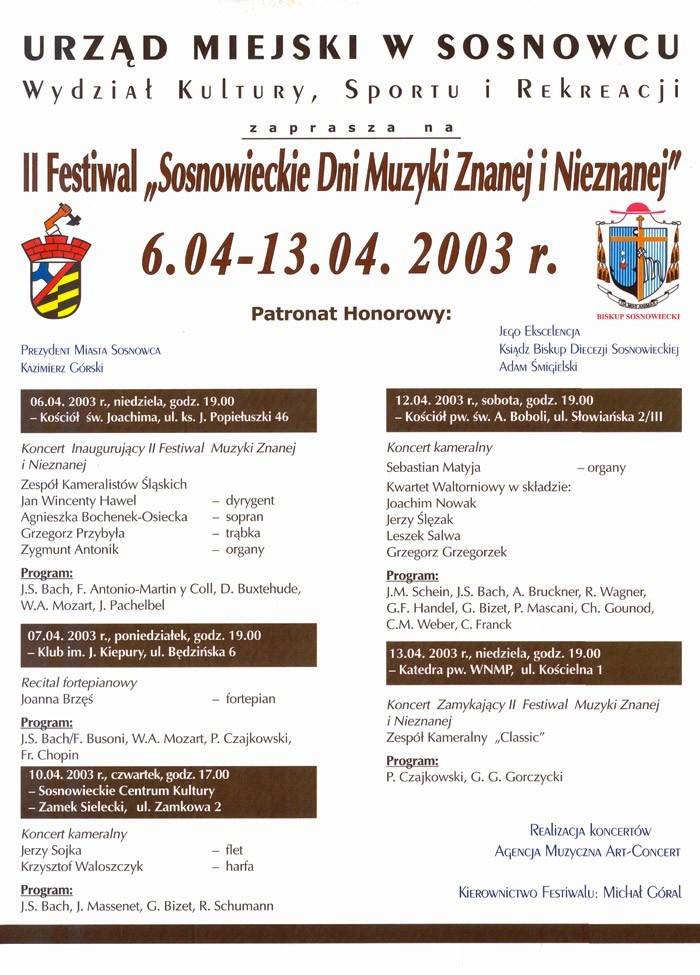 Sosnowieckie Dni Muzyki Znanej i Nieznanej Plakat 2003.jpg