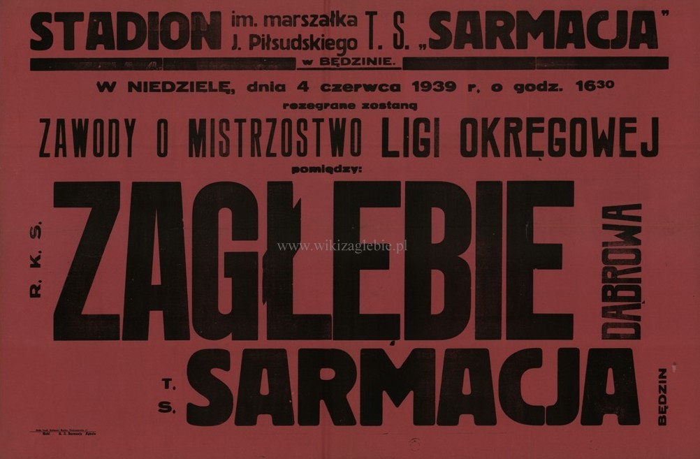 Plakat na mecz Sarmacja Będzin Zagłębie Dąbrowa Górnicza.jpg