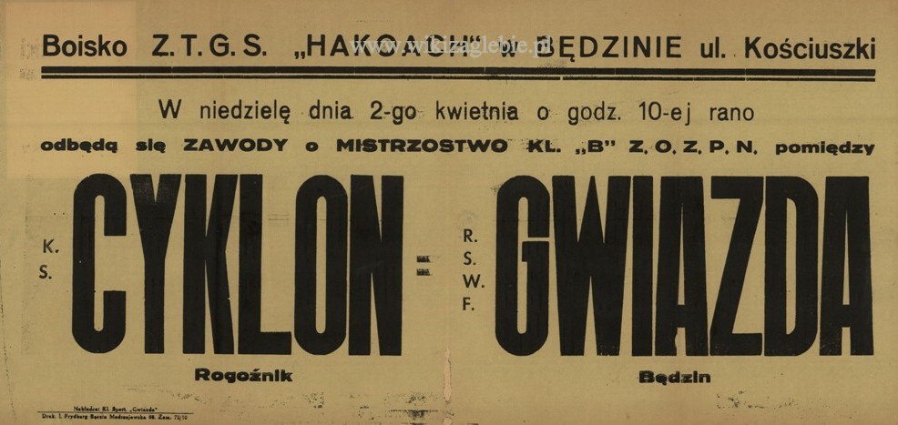 Plakat na mecz Gwiazda Będzin Cyklon Rogoźnik.jpg