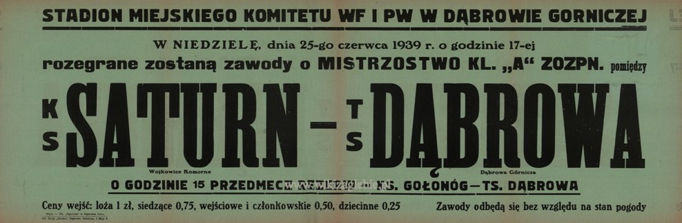 Plakat na mecz Dąbrowa DG Saturn Wojkowice Komorne.jpg