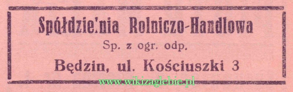 Plik:Reklama 1937 Będzin Spółdzielnia Rolniczo Handlowa 01.jpg