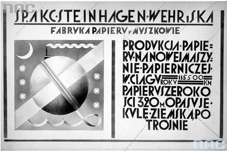 55 Reklama Fabryki Papieru S.A. Steinhagen, Wehr i Spółka w Myszkowie.JPG